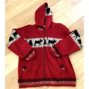 Earth Ragz Unisex Sweater Hoodie LARGE Handmade Outdoor Woodsy Cabincore Moose
